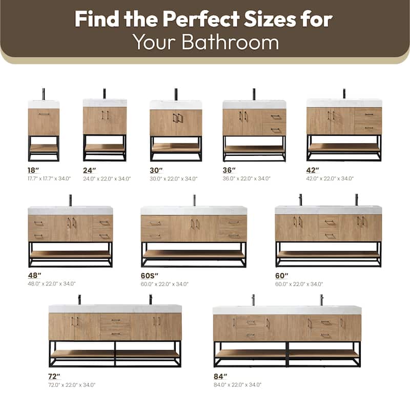 Alistair Single Bath Vanity with White Grain Stone Top & Mirror