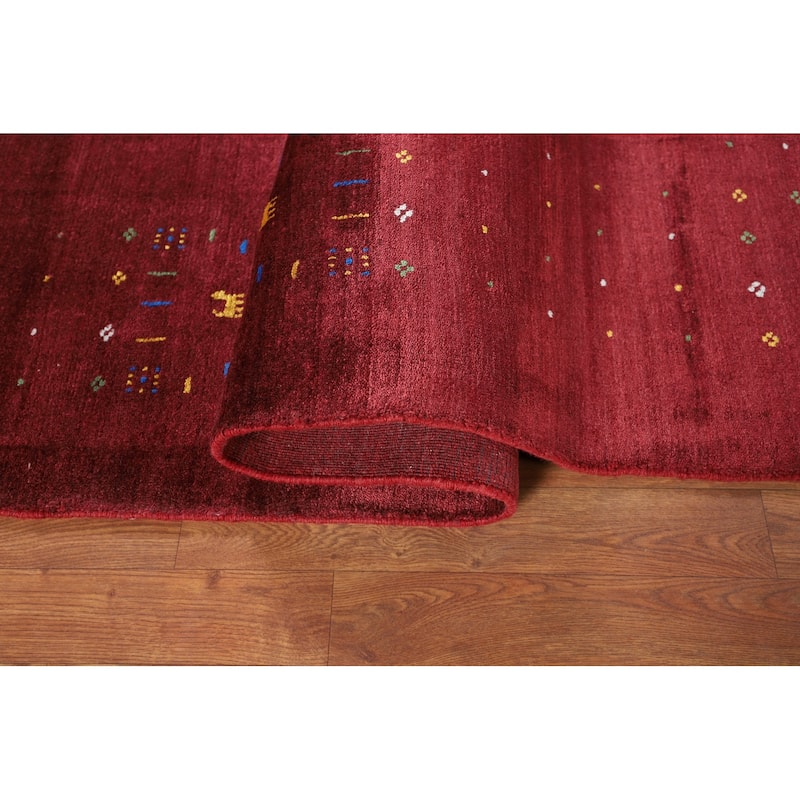 Tribal Gabbeh Oriental Area Rug Handmade Tribal Red Silk Carpet - 5'4" x 8'0"