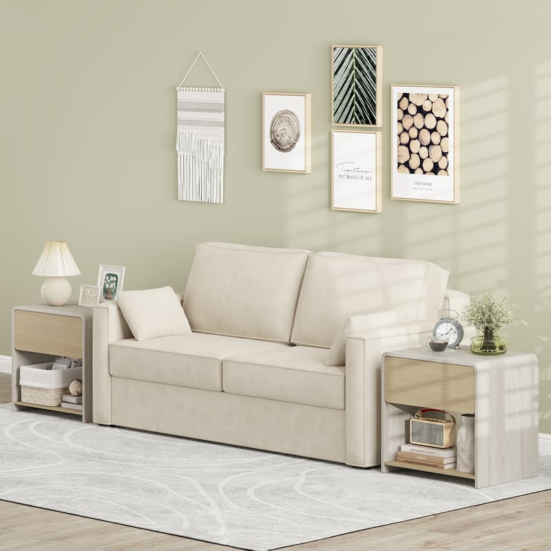 Gymax Modern Style Nightstand 2-Tier Sofa Side Bedside Table w/ Drawer
