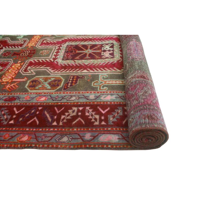 Noori Rug Fine Vintage Distressed Serenity Brown/Burgundy Runner - 4'5" x 10'0"