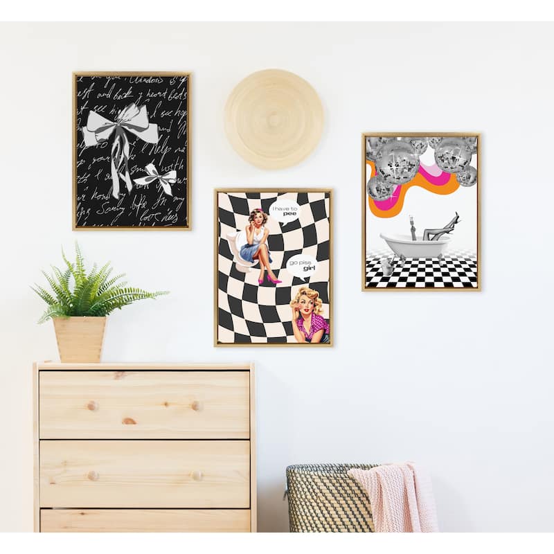 Sylvie Black White Bow Framed Canvas by Honey Island Studio
