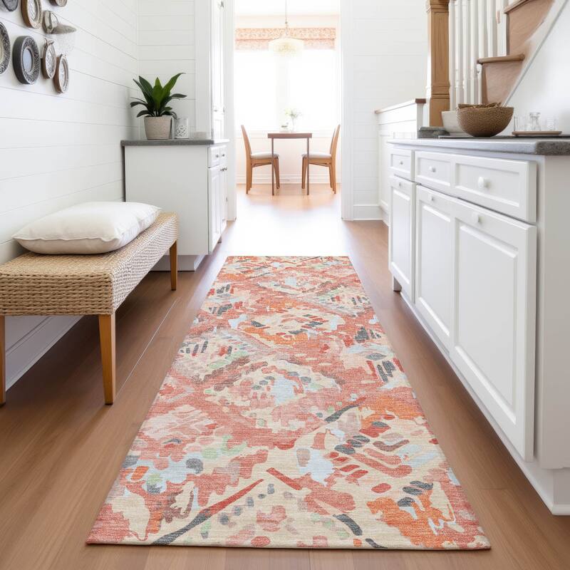 Premium Washable Super Soft Boho Moroccan Mayfield Rug - Coral - 2'3" x 7'6"