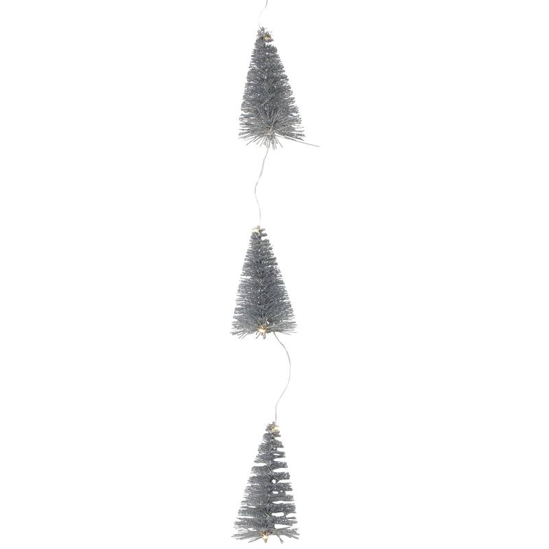 6.75' LED B/O Silver Mini Sisal Tree Christmas Garl Warm White Lights