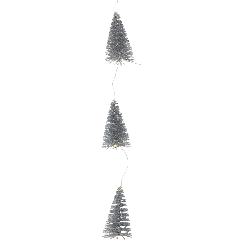6.75' LED B/O Silver Mini Sisal Tree Christmas Garl Warm White Lights