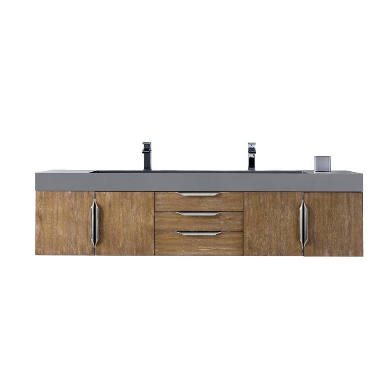 James Martin Vanities Mercer Island 72" Double Vanity, Latte Oak with Brushed Nickel Hardware