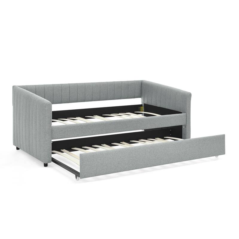Daybed with Trundle Upholstered Tufted Sofa Bed