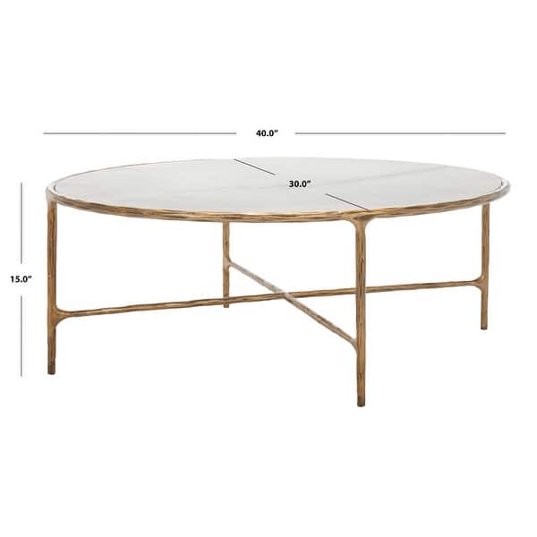 dimension image slide 0 of 4, SAFAVIEH Couture Jessa Oval Metal Coffee Table - 40"W x 30"D x 15"H