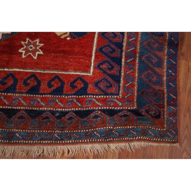 Kazak Vegetable Dye Antique Area Rug Handmade Tribal Wool Carpet - 5'3" x 8'0"