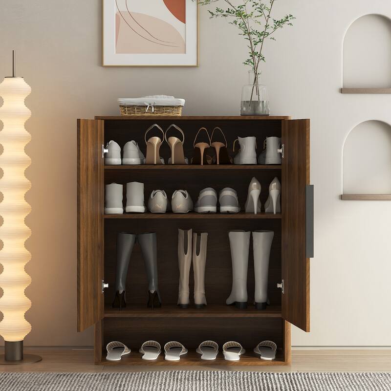 Shoe Storage Cabinet, Wooden Shoe Cabinet with Doors Modern Shoe Organizer with Adjustable Shelves,for Entryway, Hallway