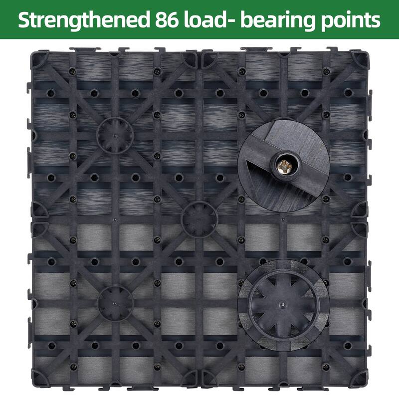 8.7 sq. ft DIY Wood-Plastic Composite Deck Tiles, Interlocking Outdoor Flooring Tiles Waterproof All Weather (Pack of 9)
