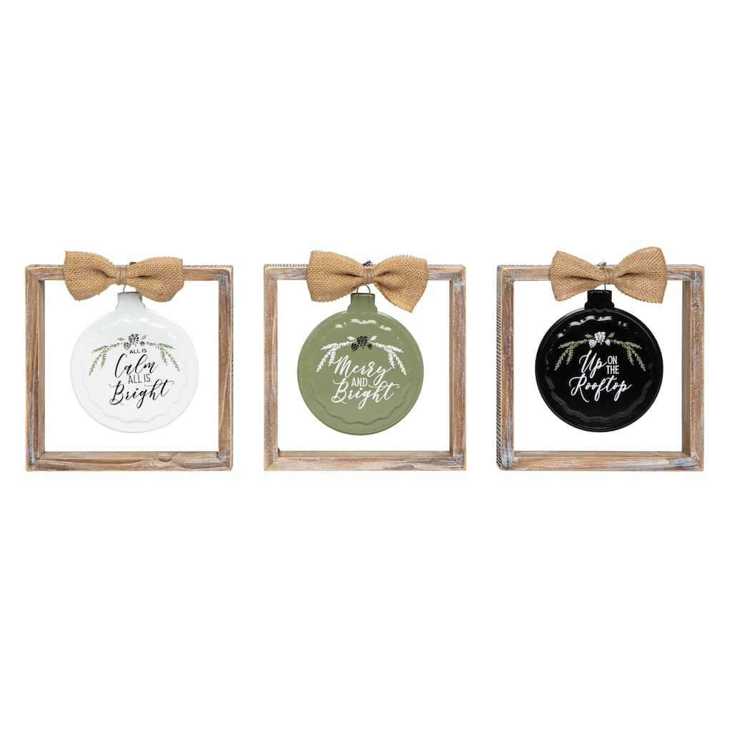Transpac Wood/Metal Boxed Ornament Decor Set of 3 Christmas Home Decorations