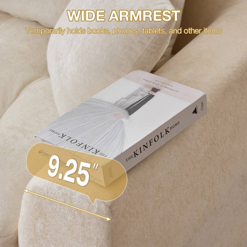 110" L-Shaped Chenille Sectional Sofa with Ottoman, No Assembly Required