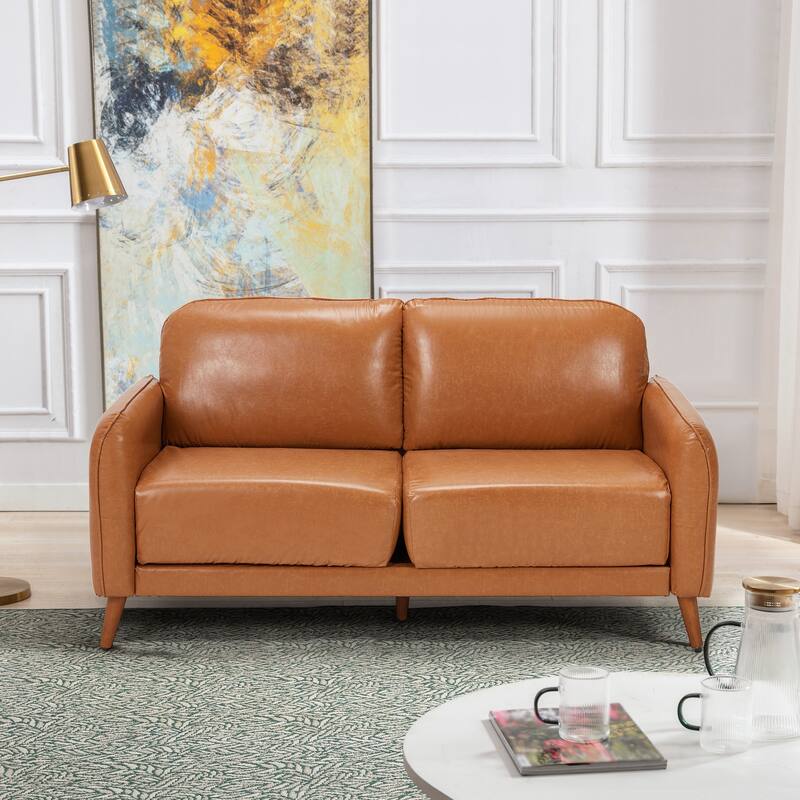 Modern double sofa for small spaces with storage, 2 soft cushions