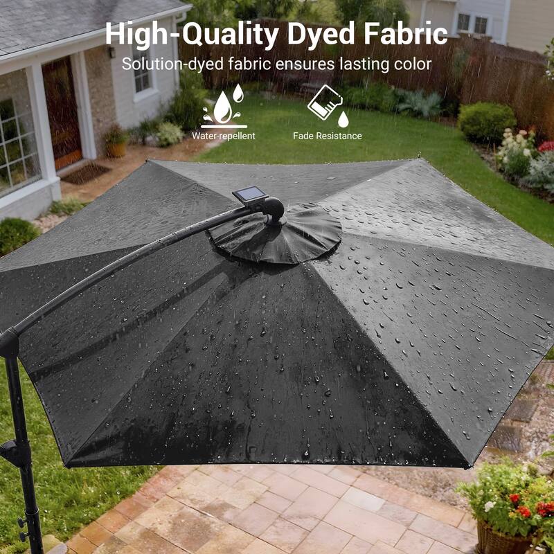 Sonkuki Outdoor 10FT LED lighted Patio Offset umbrella for Garden