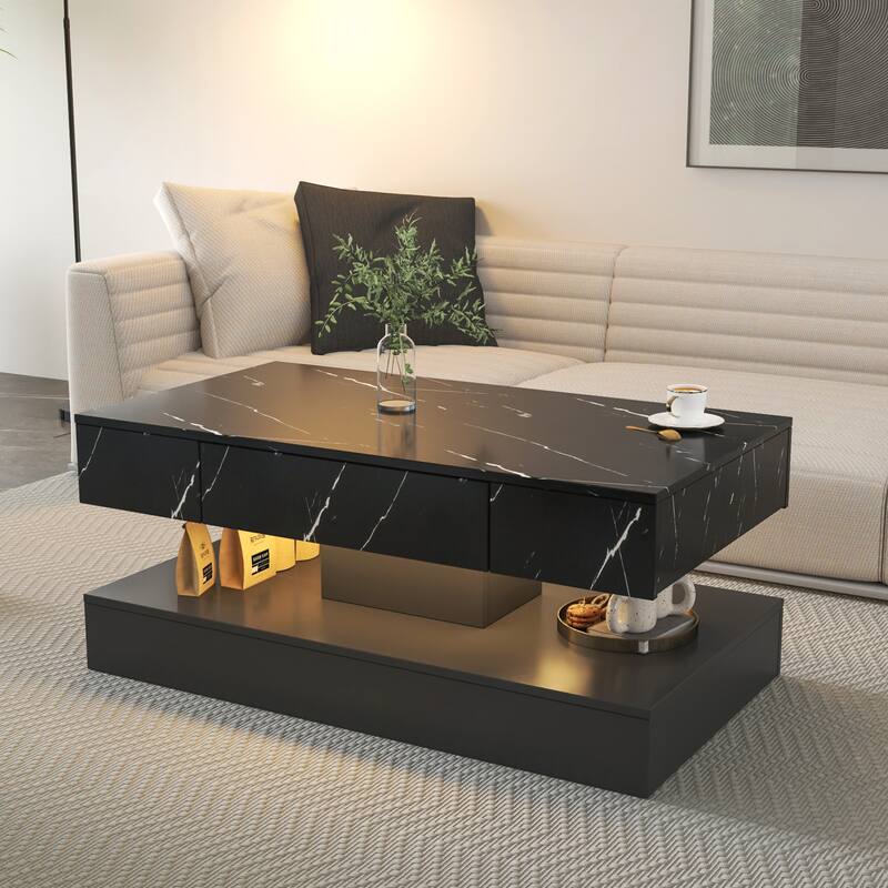 16.93IN High LED Coffee Table with Storage