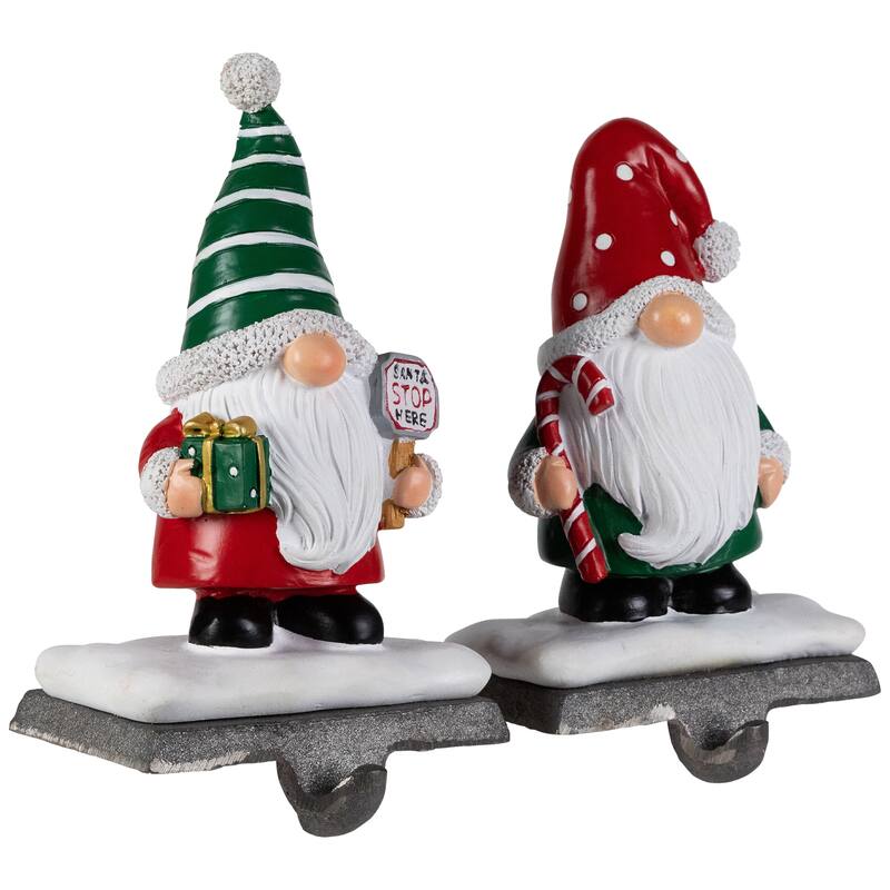 Santa Gnomes Christmas Stocking Holders - 6.25" - Set of 2