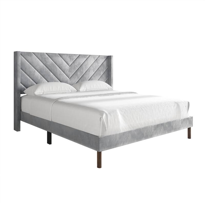CraftPorch Shabby Chic Velvet Upholstered Bed