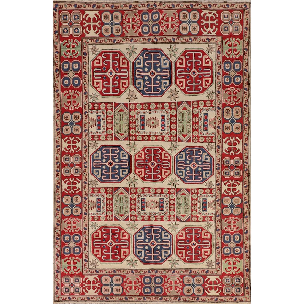 Traditional Oriental Kazak Area Rug Handmade Wool Carpet - 6'5" x 9'2"