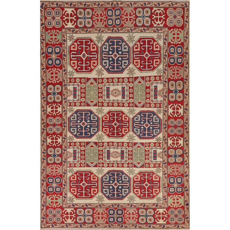 Traditional Oriental Kazak Area Rug Handmade Wool Carpet - 6'5" x 9'2"