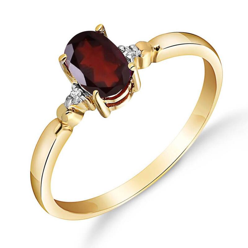 14k Solid Gold Natural Garnet Gemstone Ring w/ Diamonds 0.46 tcw