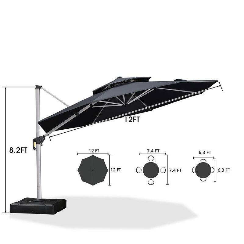 PURPLE LEAF Double Top Round Patio Large Cantilever 360 Degree Rotation 10/11/12/13ft Outdoor Classic Umbrella