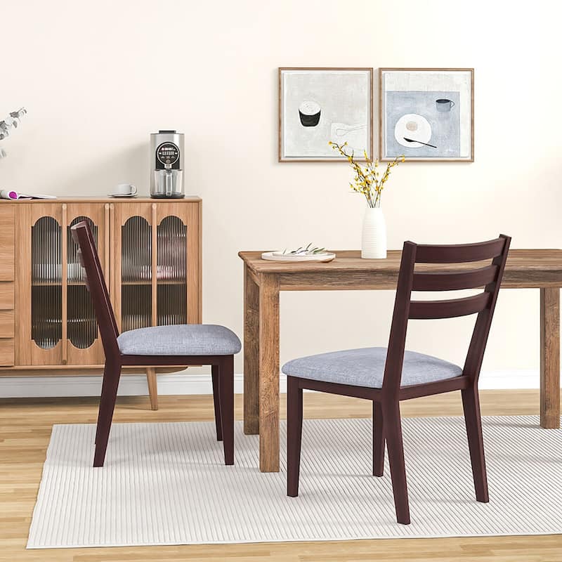 Gymax Upholstered Dining Chair Set of 2 Armless Cushioned Seat Hollow