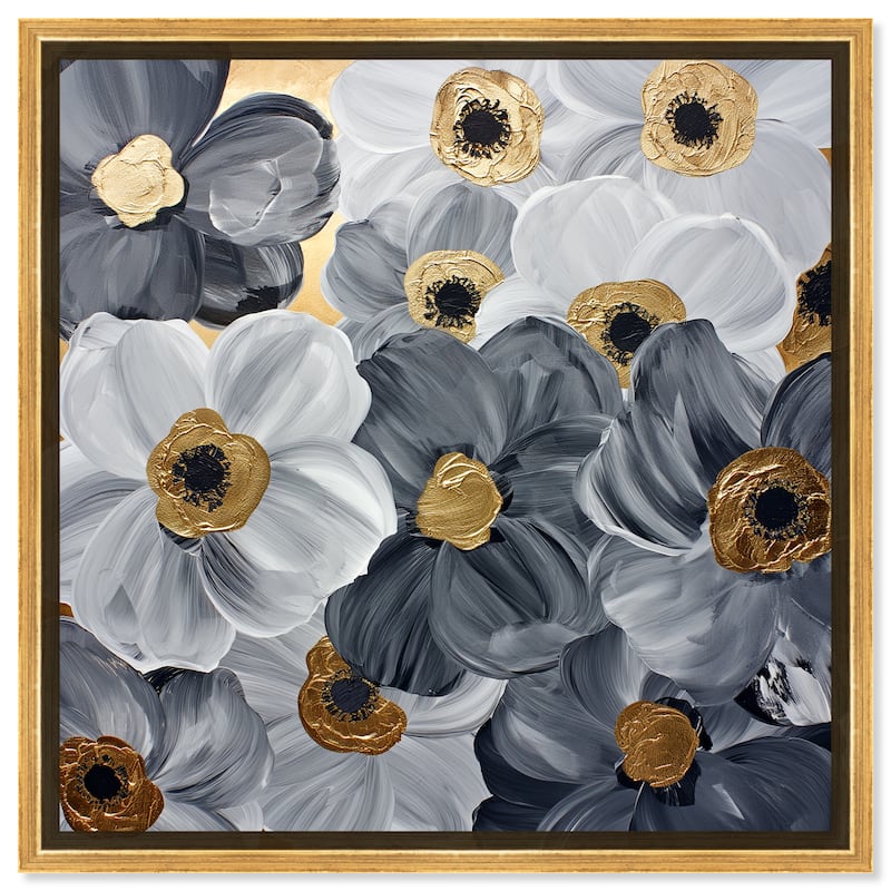 Art Remedy Fields And Fields Framed Floral Fine 1 Piece Canvas Wall Art - 31 x 31 - Gold