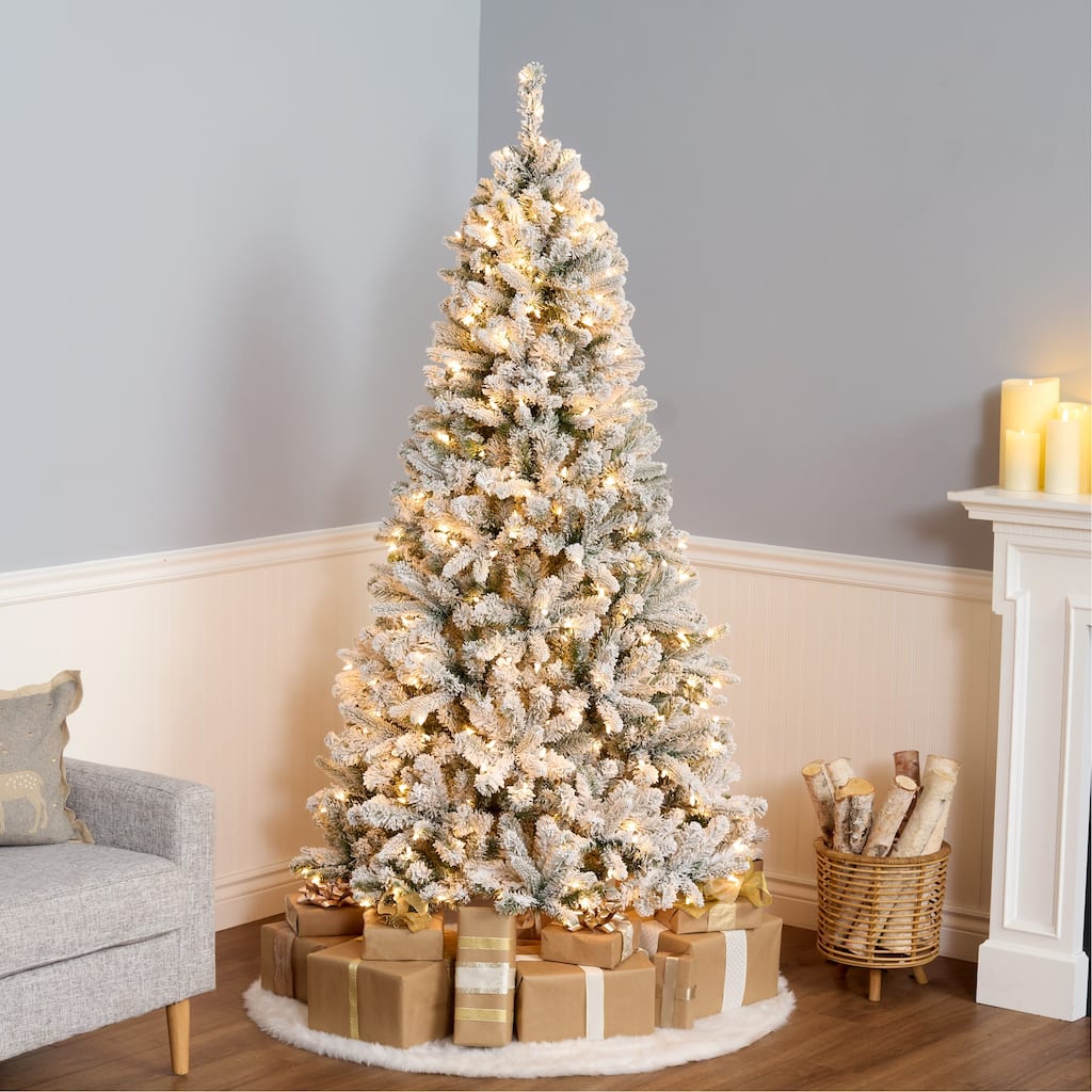National Tree Company 6.5 ft. Snowy Mixed Pine Tree with Clear Lights - 6.5 Foot