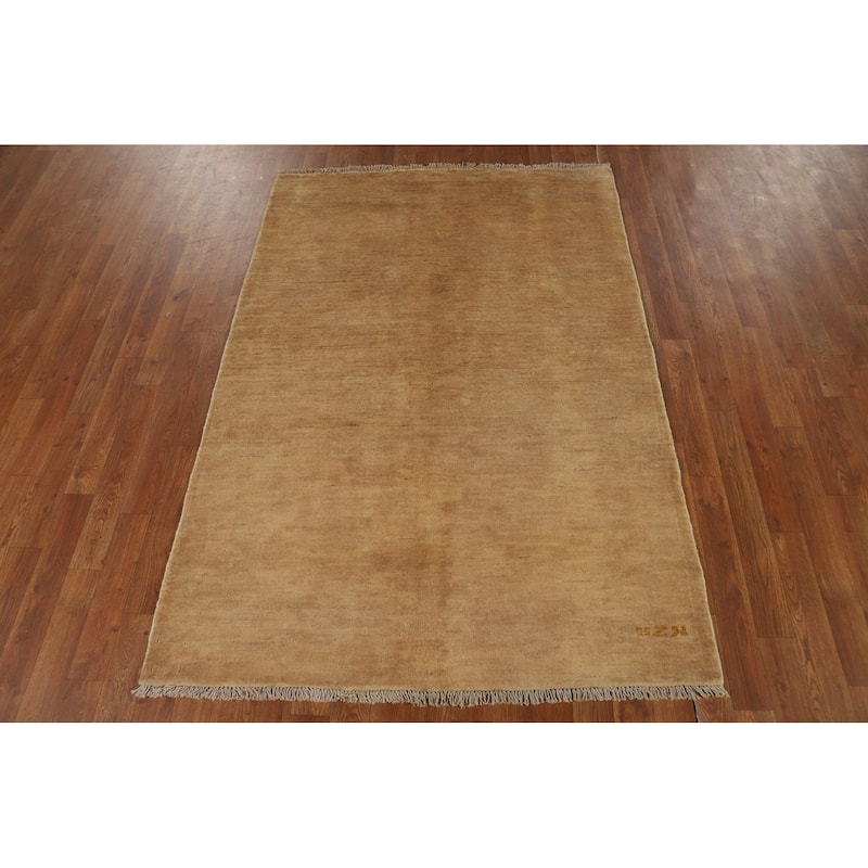 Light Brown Gabbeh Modern Rug Handmade Wool Carpet - 4'1"x 5'10"