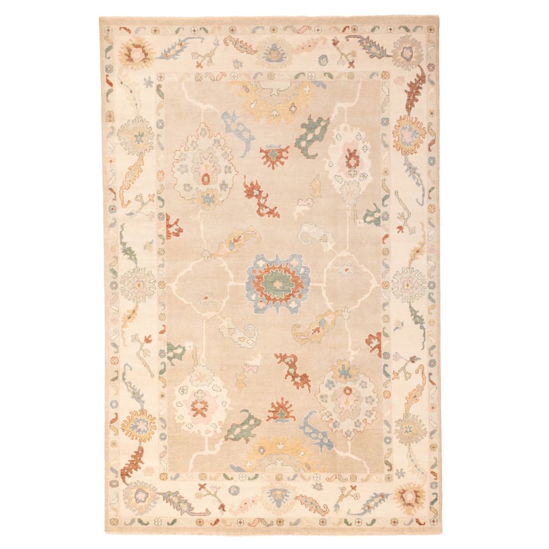 ECARPETGALLERY Hand-knotted Modern Oushak Taupe Wool Rug - 9'6 x 14'6