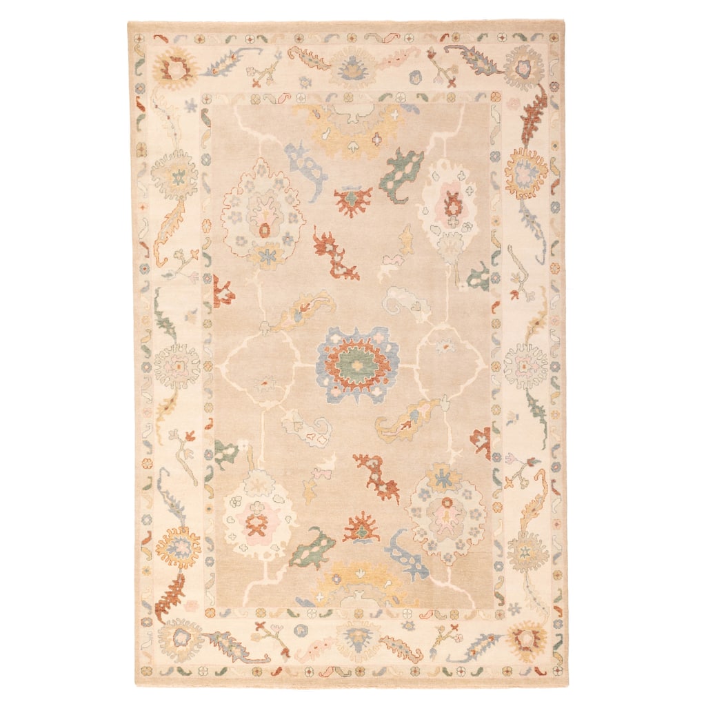 ECARPETGALLERY Hand-knotted Modern Oushak Taupe Wool Rug - 9'6 x 14'6