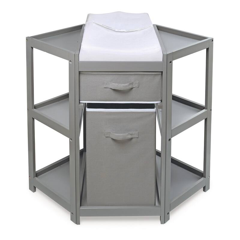 Diaper Corner Baby Changing Table with Hamper and Basket