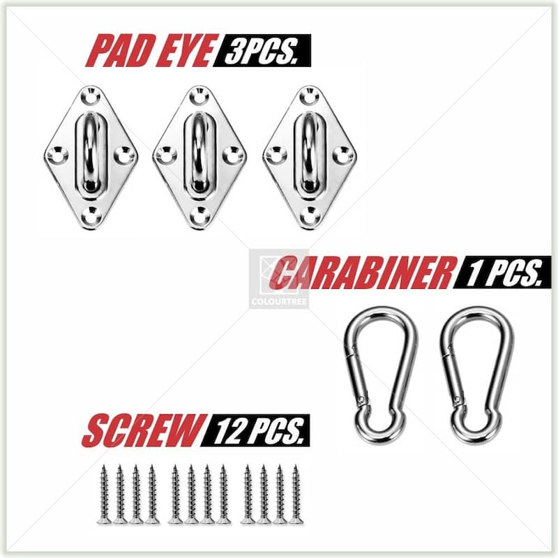 ColourTreeUSA Waterproof Triangle Sun Shade Sail w/Hardware Installation Kit + Cable Ropes UV Block 220 GSM