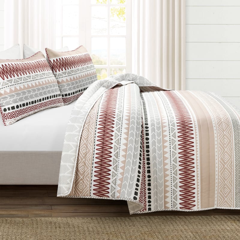 Lush Decor Southwest Stripe Reversible Oversized 3 Piece Quilt Set