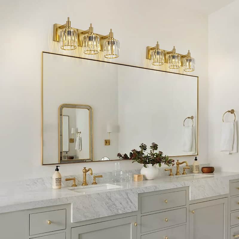 3/4/5-Light Modern Glam Dimmable Cylinder Crystal Wall Light Bathroom Vanity Light