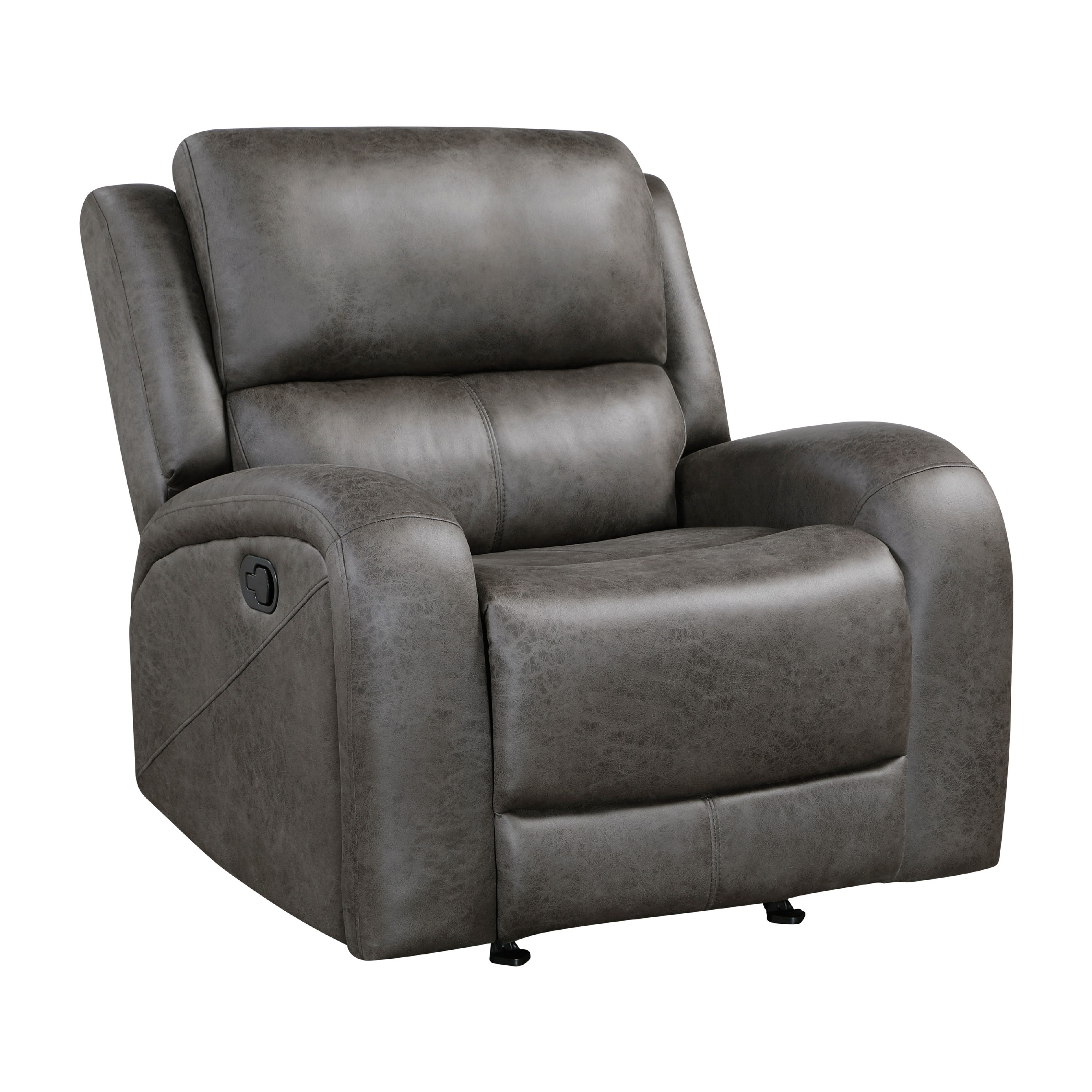 Benjara Patsy Manual Rocker Recliner Chair, Gray Polished Microfiber