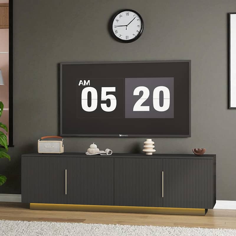 68" Modern TV Stand with 16-Color LED Lights, Entertainment Center Cabinet for 55-65 Inch TVs with Storage