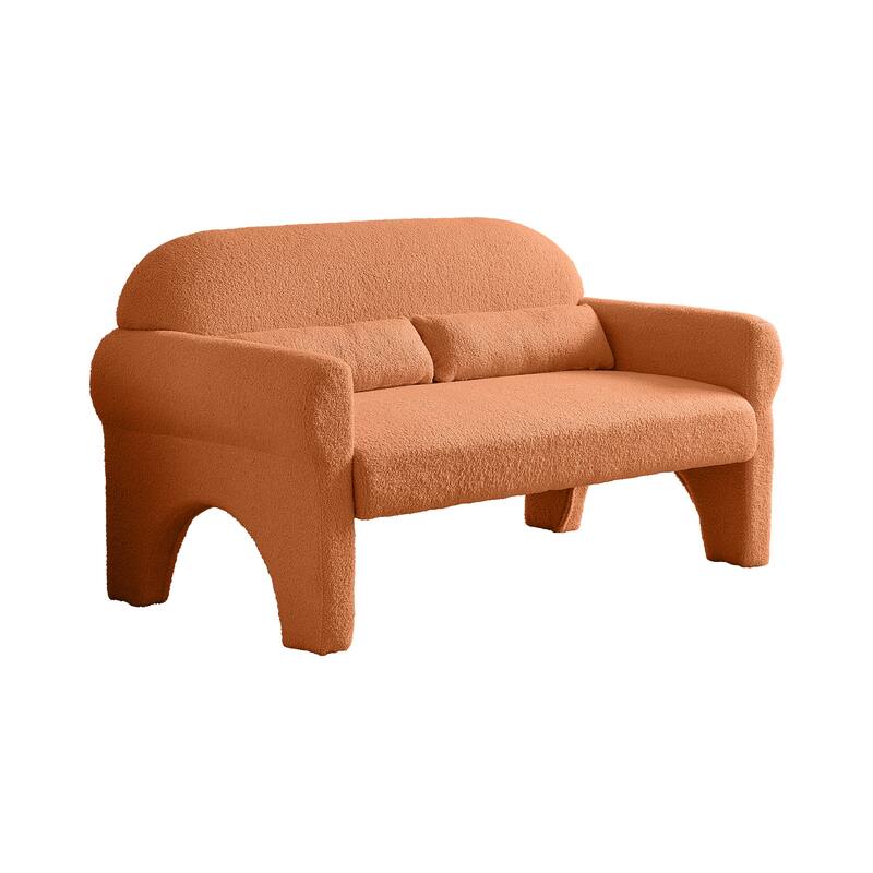 Orange Foam Modern Boucle Loveseat for Living Room