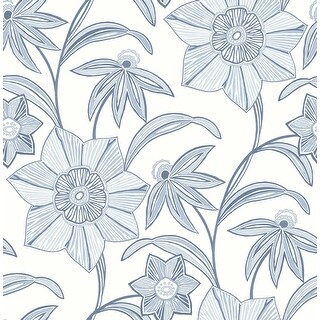 A-Street Prints Star Flower Blue Floral Trail Wallpaper