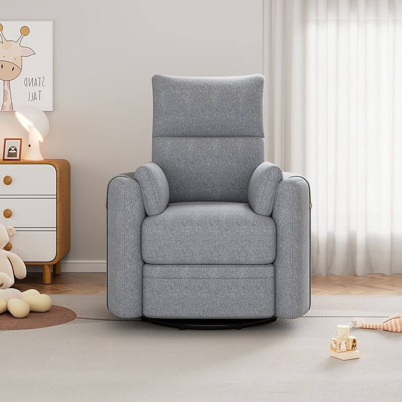 32" Nursing Rocker Recliner,Swivel Glider with 2 Pillows,Comfort Chair
