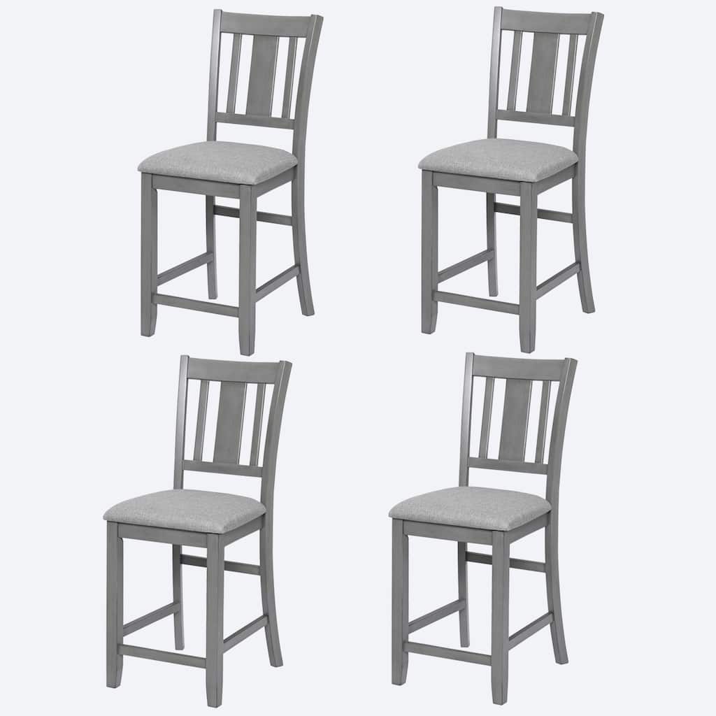 Dining Chairs Only, Wooden Counter Height Chairs Set of 4, Kitchen Chair with Padded Seat, Upholstered Counter Height Chair