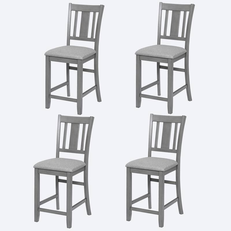 Dining Chairs Only, Wooden Counter Height Chairs Set of 4, Kitchen Chair with Padded Seat, Upholstered Counter Height Chair - Gray