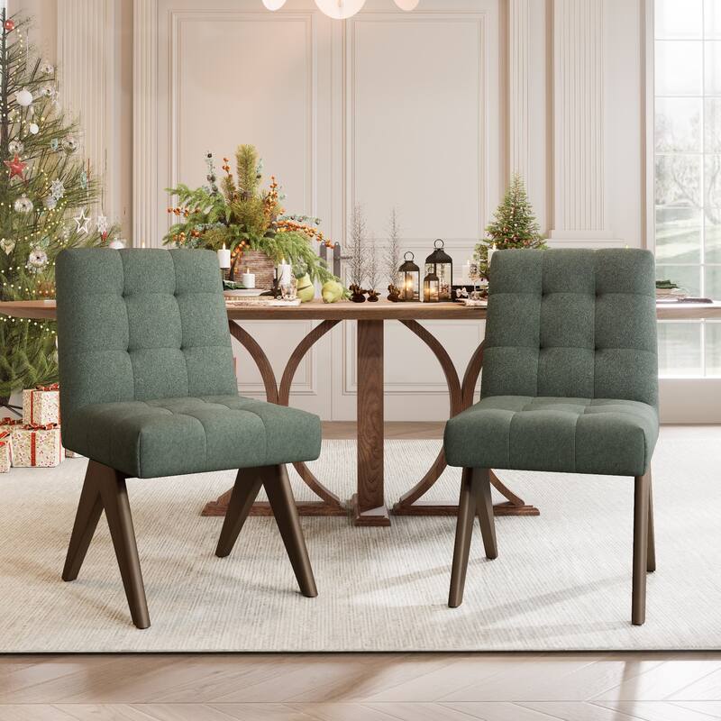 Mid Century Modern Dining Chair Set of 2 - Green