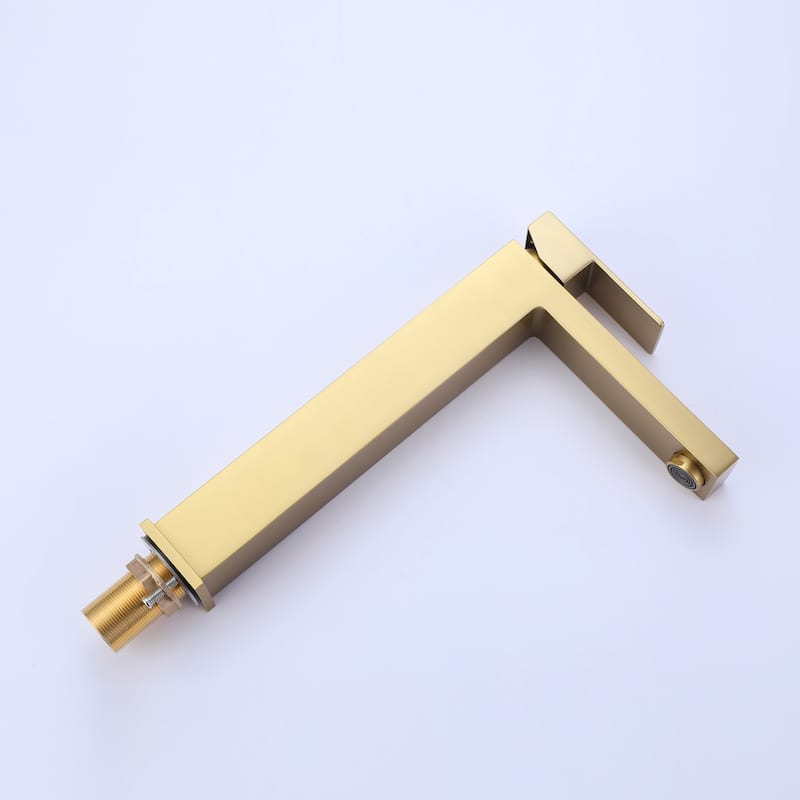 Modland 1-Hole Vessel Bathroom Sink Faucet With Deck Plate in Black/Gold