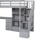 preview thumbnail 37 of 54, Twin/Full Size Loft Bed with Bulit-in L-Shaped Desk and 4 Drawers, Stairway Wooden Loft Bedframe with Open Storage Shelves