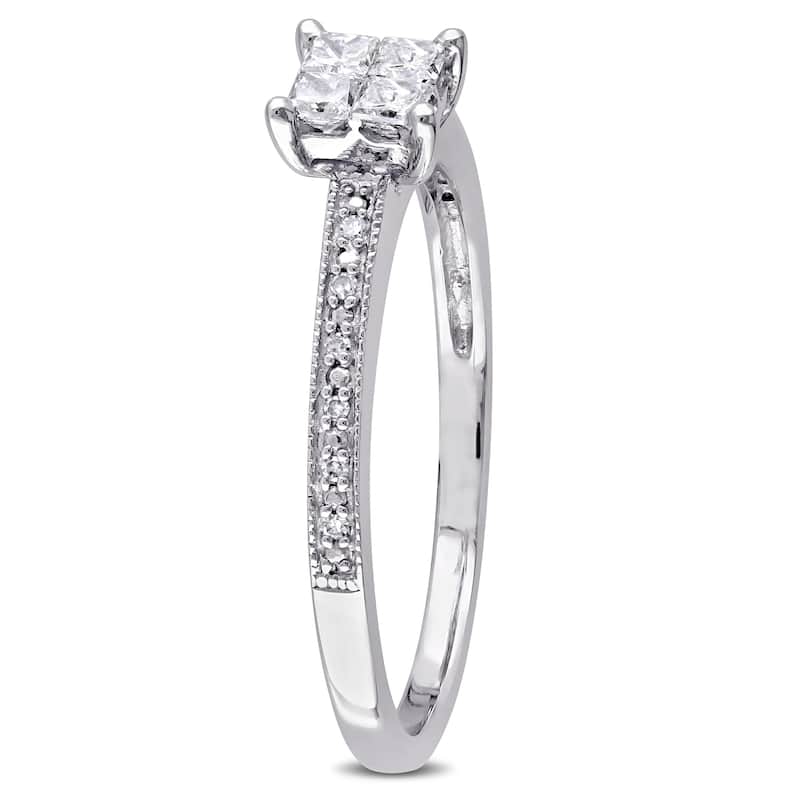 Miadora 1/3ct TDW Princess Cut Diamond Engagement Ring in 10k White Gold