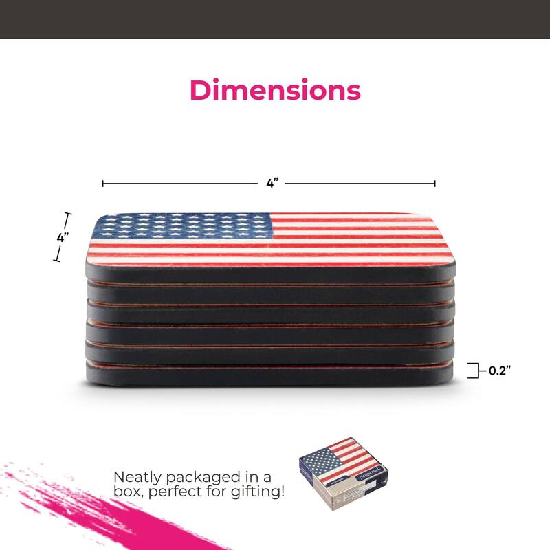 Pimpernel Set of 6 American Flag Coasters - 4 Inches Sq.