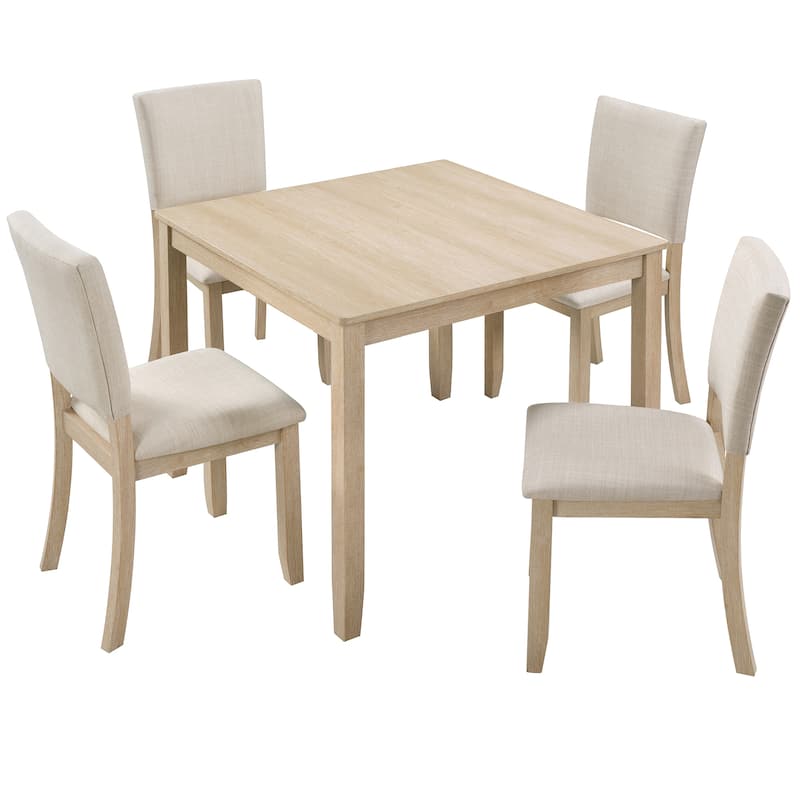 GDFStudio - Ironvale 5-Piece Modern Square Dining Table Set with 4 Upholstered Chairs