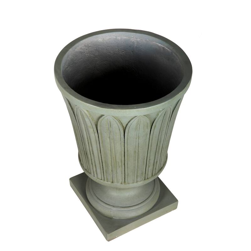 Christopher Knight Home - Classical 22.4"H Outdoor Pedestal Urn Planter with Embossed Leaf Design
