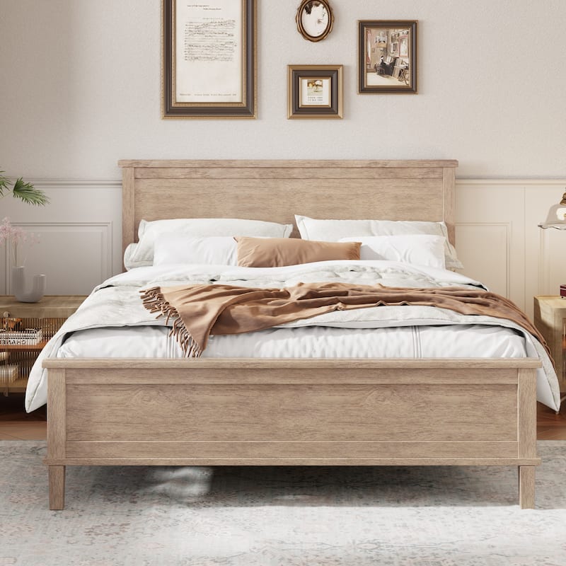 Rustic Wood Platform Bed with Headboard Footboard and Support Slats - Seadrift - Full